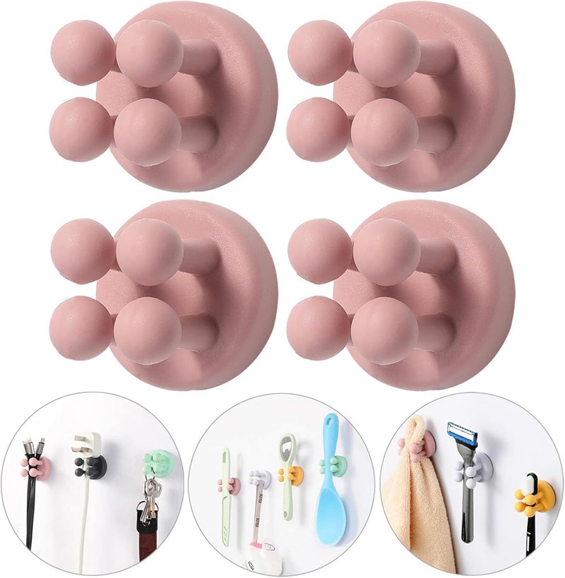 Zezhou Razor Holder Shaver Hook Hanger Stand - 4Pcs Silicone Toothbrush Holders for Shower Wall Mounted Self Adhesive Cute Utility Dorm Room Bathroom Kitchen Organizer Storage Hook for Hanging Loofah Towel - Image 1